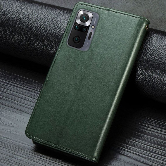 Кожаный чехол книжка GETMAN Gallant (PU) для Xiaomi Redmi Note 10 Pro / 10 Pro Max, Зеленый