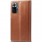 Кожаный чехол книжка GETMAN Gallant (PU) для Xiaomi Redmi Note 10 Pro / 10 Pro Max, Коричневый