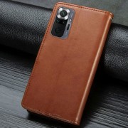 Кожаный чехол книжка GETMAN Gallant (PU) для Xiaomi Redmi Note 10 Pro / 10 Pro Max, Коричневый