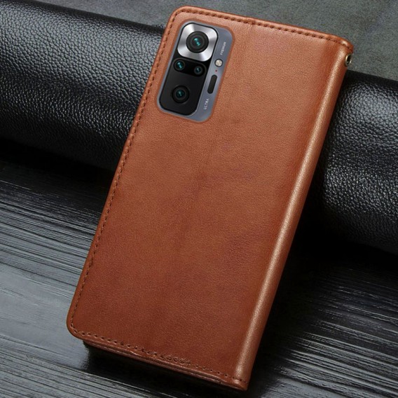 Шкіряний чохол книжка GETMAN Gallant (PU) для Xiaomi Redmi Note 10 Pro / 10 Pro Max, Коричневий