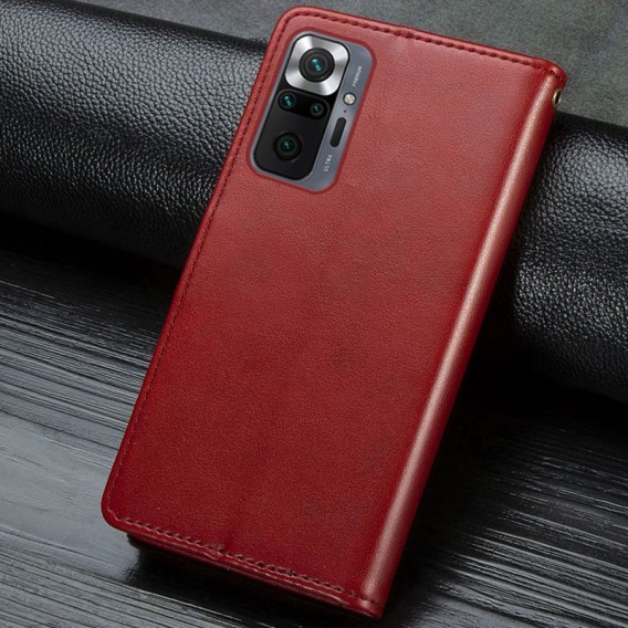 Шкіряний чохол книжка GETMAN Gallant (PU) для Xiaomi Redmi Note 10 Pro / 10 Pro Max, Червоний
