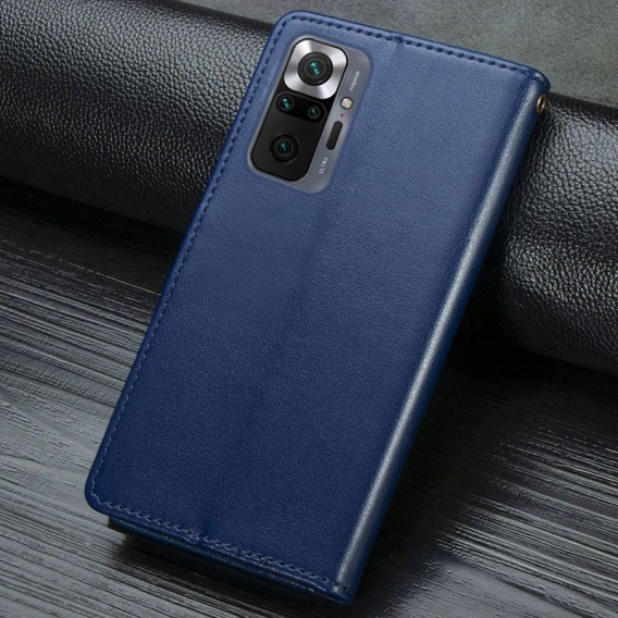 Кожаный чехол книжка GETMAN Gallant (PU) для Xiaomi Redmi Note 10 Pro / 10 Pro Max, Синий