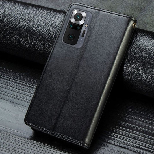 Шкіряний чохол-книжка GETMAN Gallant (PU) для Xiaomi Redmi Note 10 Pro / 10 Pro Max Чорний - зображення 4 