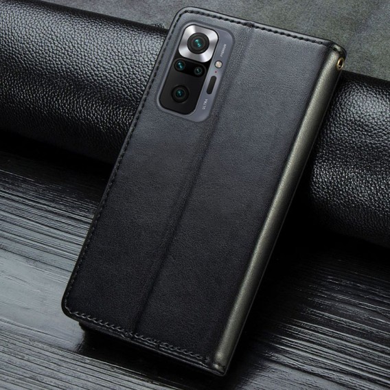 Шкіряний чохол книжка GETMAN Gallant (PU) для Xiaomi Redmi Note 10 Pro / 10 Pro Max, Чорний