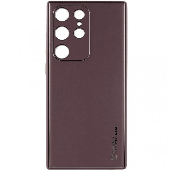 Кожаный чехол Xshield для Samsung Galaxy S23 Ultra Бордовый / Plum Red