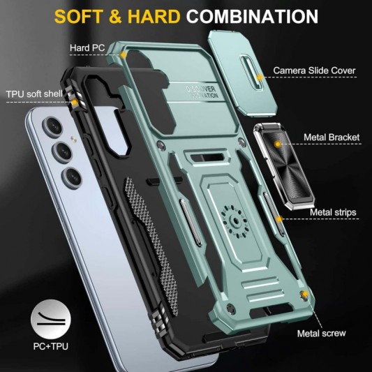 Ударопрочный чехол Camshield Army Ring для Samsung Galaxy A34 5G Зеленый / Light Green - изображение 4