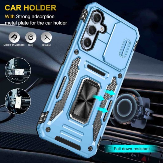Ударопрочный чехол Camshield Army Ring для Samsung Galaxy A54 5G Голубой / Light Blue - изображение 1