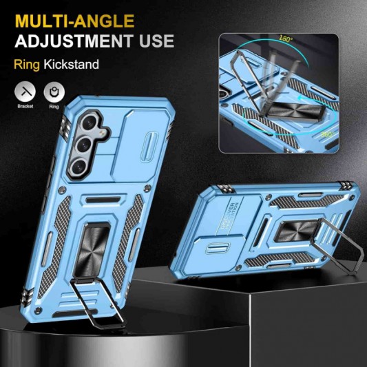 Ударопрочный чехол Camshield Army Ring для Samsung Galaxy A54 5G Голубой / Light Blue - изображение 2