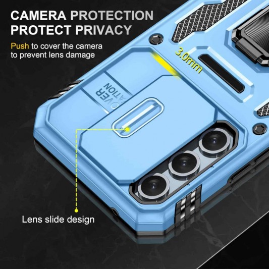 Ударопрочный чехол Camshield Army Ring для Samsung Galaxy A54 5G Голубой / Light Blue - изображение 3