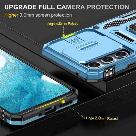 Ударопрочный чехол Camshield Army Ring для Samsung Galaxy A54 5G Голубой / Light Blue - изображение 5