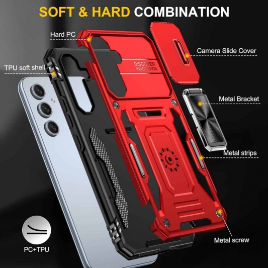 Ударопрочный чехол Camshield Army Ring для Samsung Galaxy A54 5G Красный / Red - изображение 3