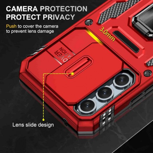 Ударопрочный чехол Camshield Army Ring для Samsung Galaxy A54 5G Красный / Red - изображение 4
