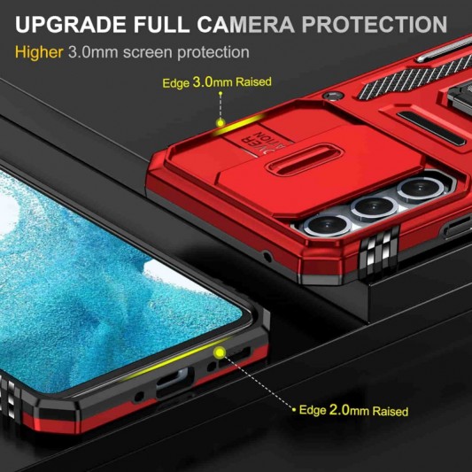 Ударопрочный чехол Camshield Army Ring для Samsung Galaxy A54 5G Красный / Red - изображение 5