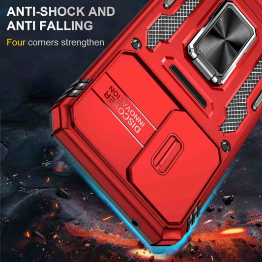 Ударопрочный чехол Camshield Army Ring для Samsung Galaxy A54 5G Красный / Red - изображение 6