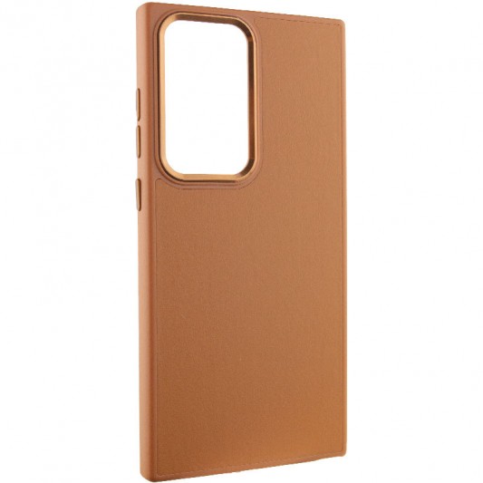 Кожаный чехол Bonbon Leather Metal Style для Samsung Galaxy S22 Ultra Коричневый / Brown - изображение 1