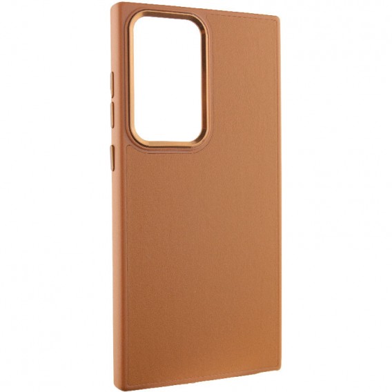 Кожаный чехол Bonbon Leather Metal Style для Samsung Galaxy S22 Ultra, Коричневый / Brown