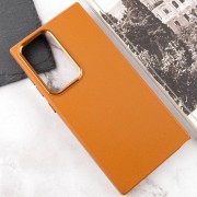 Кожаный чехол Bonbon Leather Metal Style для Samsung Galaxy S22 Ultra, Коричневый / Brown