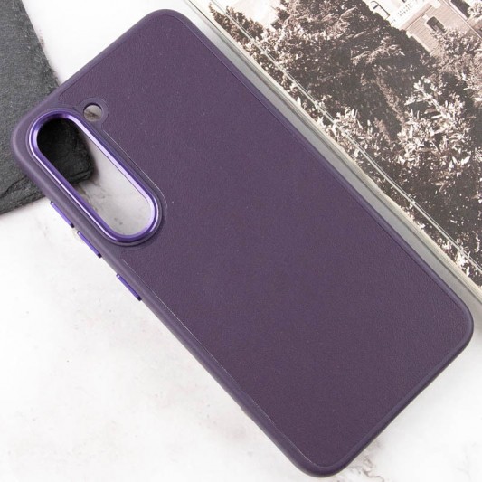 Кожаный чехол Bonbon Leather Metal Style для Samsung Galaxy S22+ Фиолетовый / Dark Purple - изображение 3