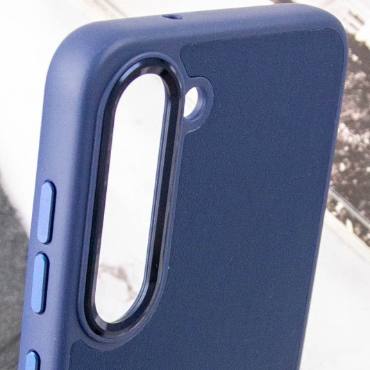 Шкіряний чохол Bonbon Leather Metal Style для Samsung Galaxy S23 Синій / Navy blue - зображення 4 