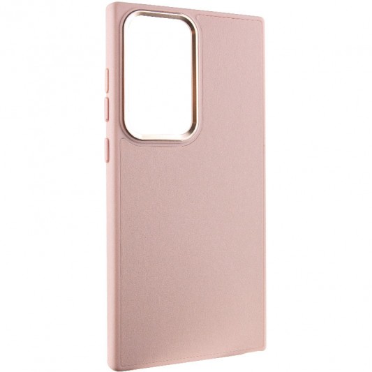 Кожаный чехол Bonbon Leather Metal Style для Samsung Galaxy S23 Ultra Розовый / Light pink - изображение 1