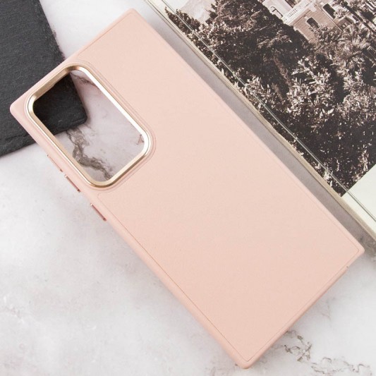 Кожаный чехол Bonbon Leather Metal Style для Samsung Galaxy S23 Ultra Розовый / Light pink - изображение 3