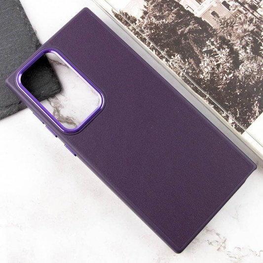 Кожаный чехол Bonbon Leather Metal Style для Samsung Galaxy S23 Ultra Фиолетовый / Dark Purple - изображение 3