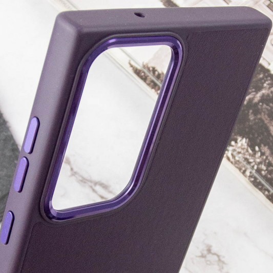 Кожаный чехол Bonbon Leather Metal Style для Samsung Galaxy S23 Ultra Фиолетовый / Dark Purple - изображение 4