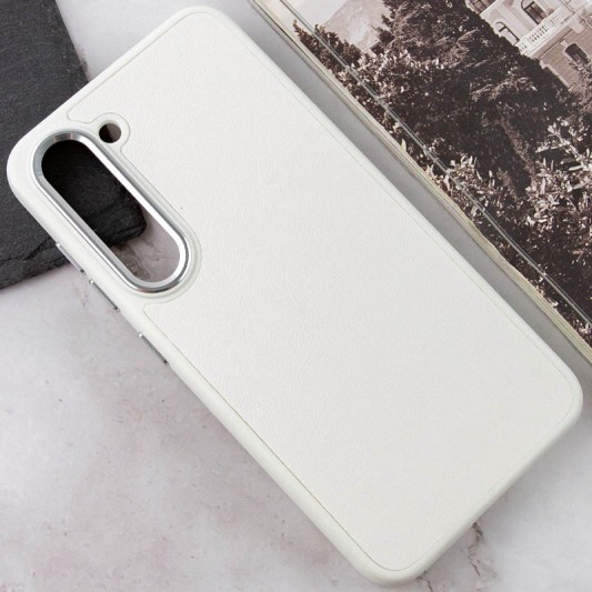 Кожаный чехол Bonbon Leather Metal Style для Samsung Galaxy S23+ Белый / White - изображение 3