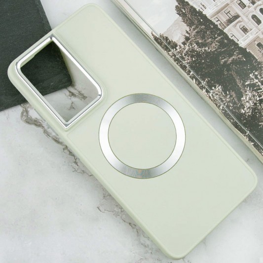 TPU чехол Bonbon Metal Style with MagSafe для Samsung Galaxy S22 Ultra Белый / White - изображение 3