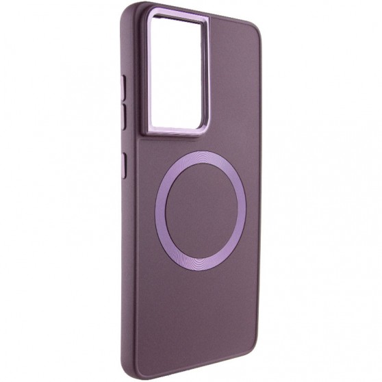 TPU чехол Bonbon Metal Style with MagSafe для Samsung Galaxy S22 Ultra Бордовый / Plum