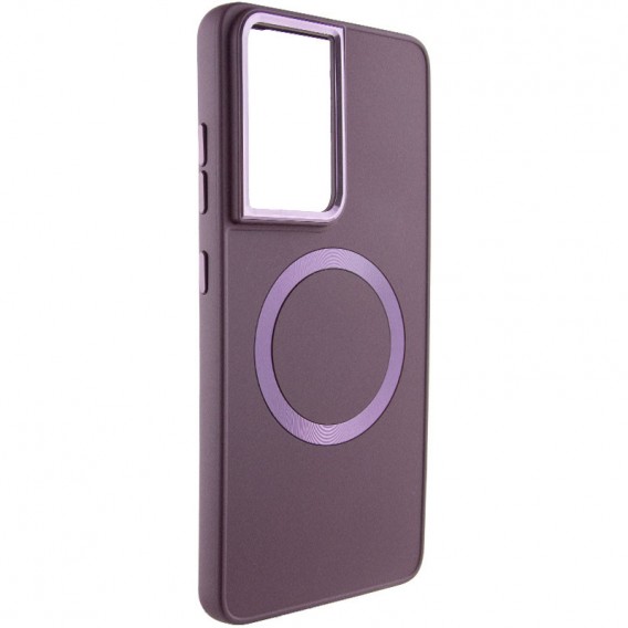 TPU чохол Bonbon Metal Style with MagSafe для Samsung Galaxy S22 Ultra, Бордовий / Plum