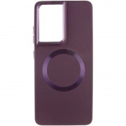TPU чехол Bonbon Metal Style with MagSafe для Samsung Galaxy S22 Ultra, Бордовый / Plum