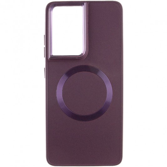 TPU чехол Bonbon Metal Style with MagSafe для Samsung Galaxy S22 Ultra Бордовый / Plum - изображение 1