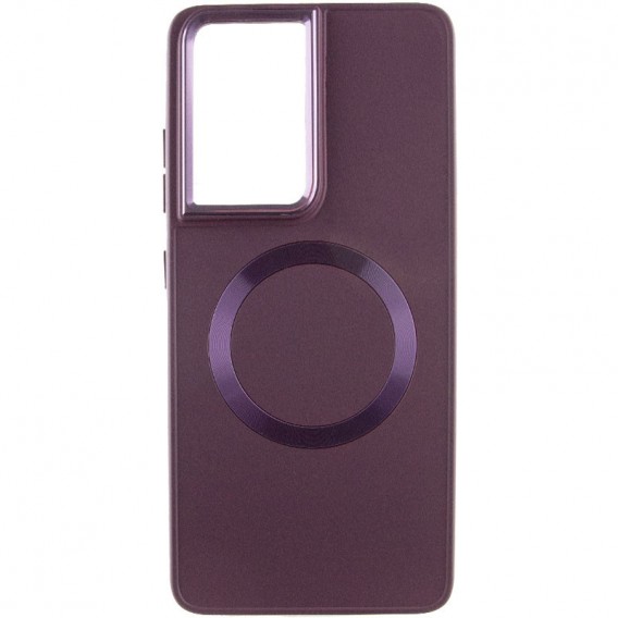 TPU чохол Bonbon Metal Style with MagSafe для Samsung Galaxy S22 Ultra, Бордовий / Plum