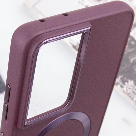 TPU чехол Bonbon Metal Style with MagSafe для Samsung Galaxy S22 Ultra Бордовый / Plum - изображение 4