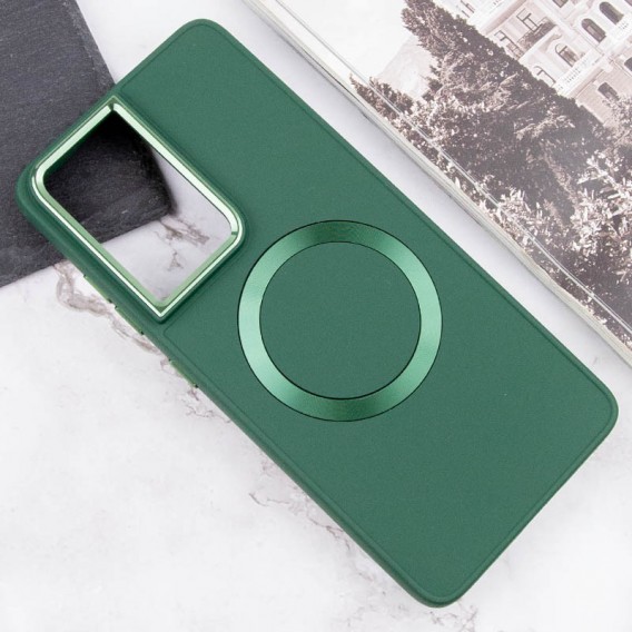 TPU чохол Bonbon Metal Style with MagSafe для Samsung Galaxy S22 Ultra, Зелений / Army Green