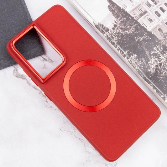 TPU чехол Bonbon Metal Style with MagSafe для Samsung Galaxy S22 Ultra Красный / Red - изображение 3