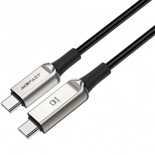 Дата кабель Acefast C6-03 USB-C to USB-C 100W zinc alloy digital display braided (2m) Silver - зображення 1 