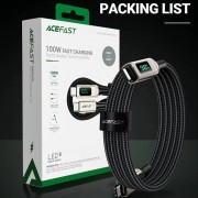 USB кабель Acefast C6-03 USB-C to USB-C 100W zinc alloy digital display braided (1m), Срібний
