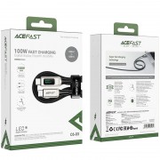 USB кабель Acefast C6-03 USB-C to USB-C 100W zinc alloy digital display braided (1m), Срібний