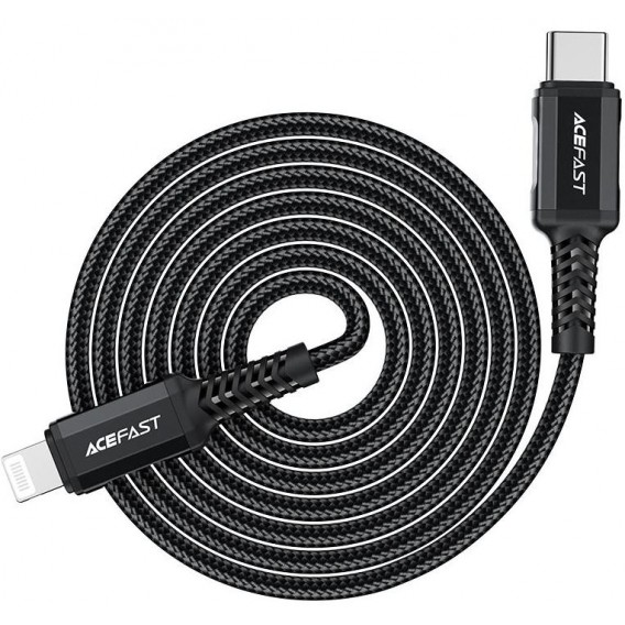 Шнур для Айфона Acefast MFI C4-01 USB-C to Lightning aluminum alloy (1.8m), Black