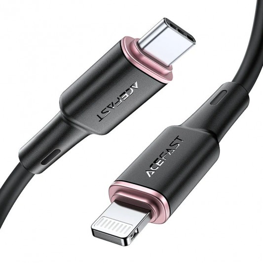 Дата кабель Acefast MFI C2-01 USB-C to Lightning zinc alloy silicone (1.2m) Black - зображення 1 