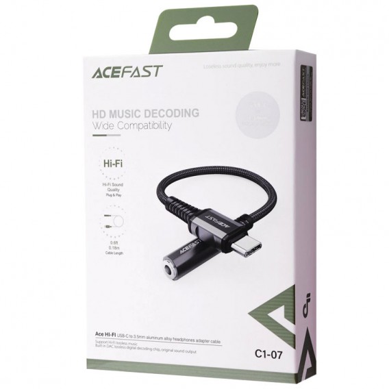Перехідник Acefast C1-07 USB-C to 3.5mm aluminum alloy, Black