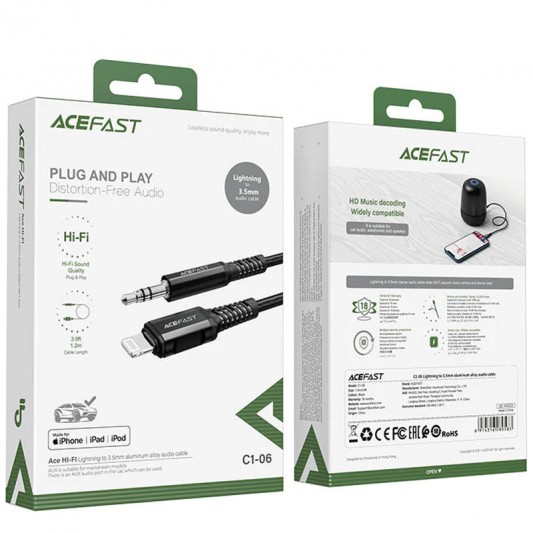 Перехідник Acefast MFI C1-06 Lightning to 3.5mm aluminum alloy Black - зображення 5 