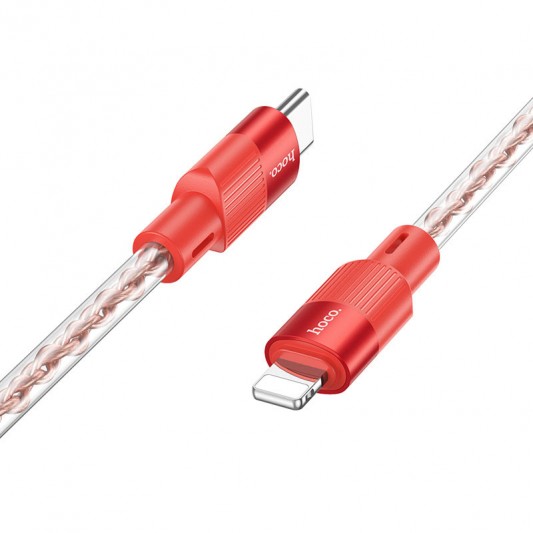 Дата кабель Hoco X99 Crystal Junction PD 27W Type-C to Lightning (1m) Red - изображение 1