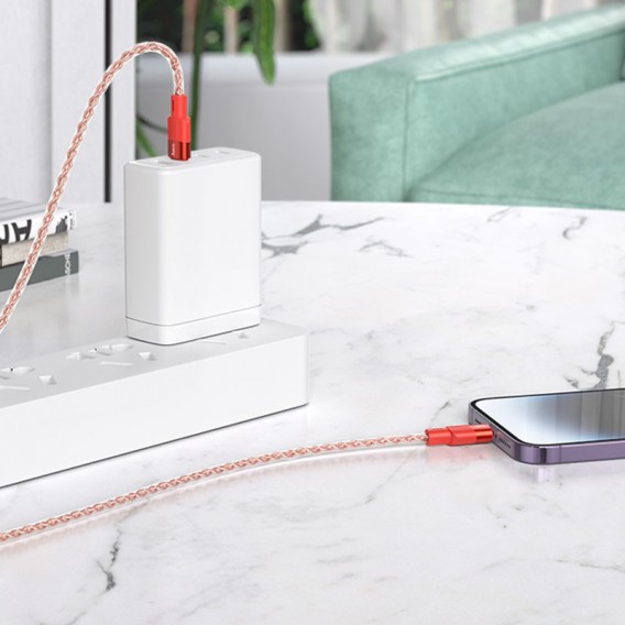 Кабель для Айфона Hoco X99 Crystal Junction PD 27W Type-C to Lightning (1.2m), Red