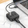 Перехідник HUB Hoco HB35 Easy link 4-in-1 Gigabit Ethernet Adapter (USB-USB3.0*3+RJ45) (L=0.2M), Чорний