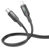 Провод для Айфона Hoco U120 Transparent explore intelligent power-off PD 27W Type-C to Lightning (1.2m), Black