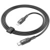 Провод для Айфона Hoco U120 Transparent explore intelligent power-off PD 27W Type-C to Lightning (1.2m), Black