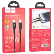 Провод для Айфона Hoco U120 Transparent explore intelligent power-off PD 27W Type-C to Lightning (1.2m), Black